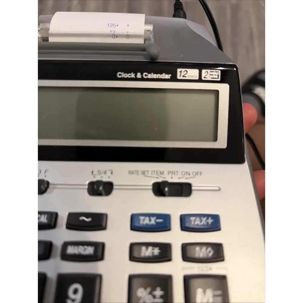 Canon P23-DH V Printing Calculator 12 Digit 2-Color Print w/ Adapter Tested